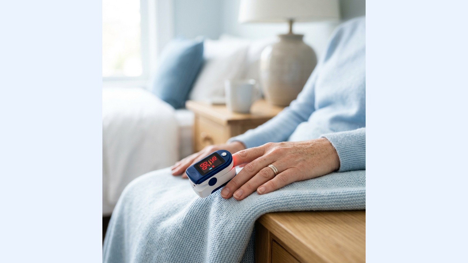 Home health monitoring equipment arranged in a clean, bright setting