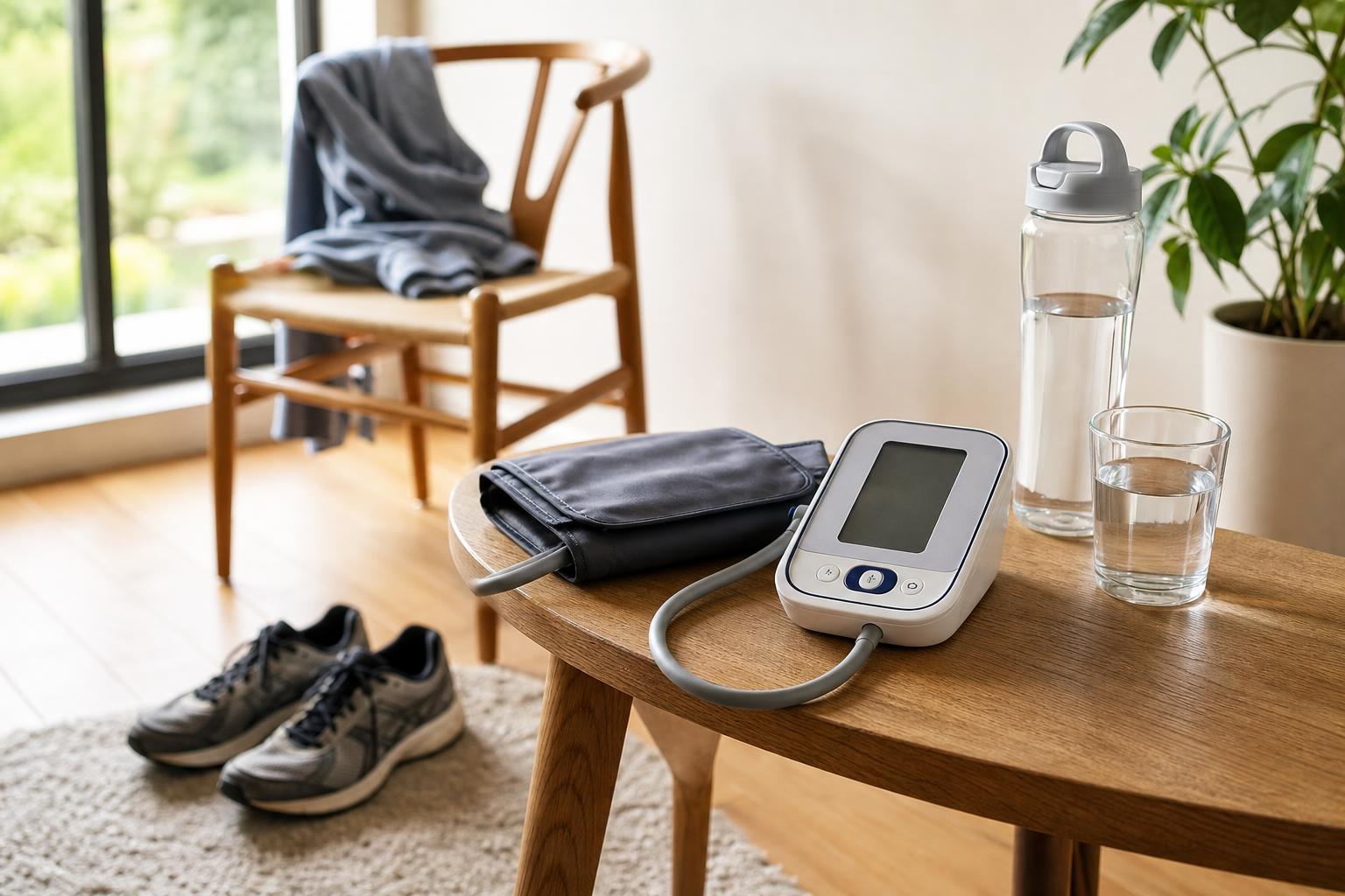 Home blood pressure monitor showing healthy readings after implementing natural lifestyle changes